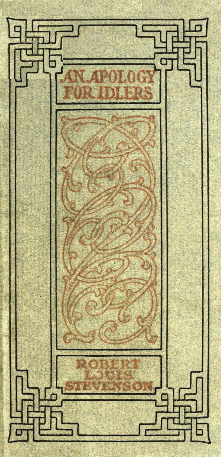 기하학적 테두리와 붉은 장식 글자로 An Apology for Idlers라고 적힌 1916년 판본 표지